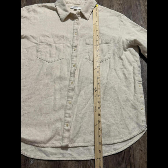 Madewell Cotton Ivory Button Quiet Luxury Double Pocket Womens Work Shirt Medium - Picture 9 of 14
